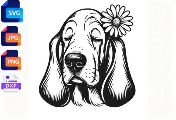 Basset Hound Dog with Flower SVG Clipart Review