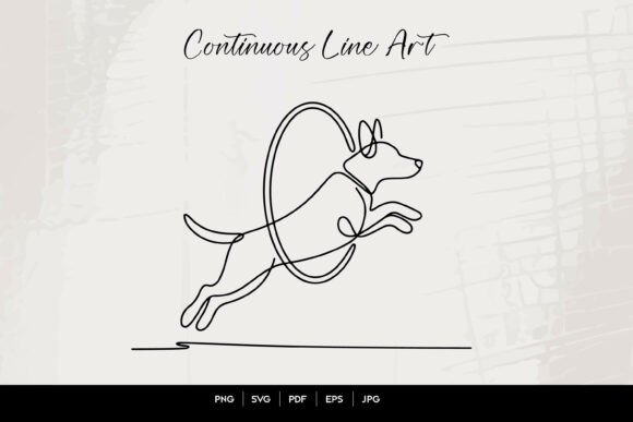 Dog Jumping Line Art Review for Embroidery