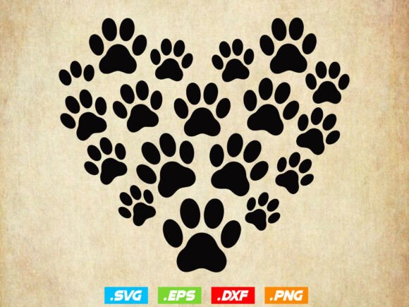 Dog Paw Heart SVG for Embroidery Projects