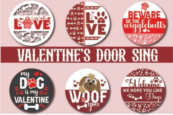 Dog Valentine’s Day Round Sign PNG SVG