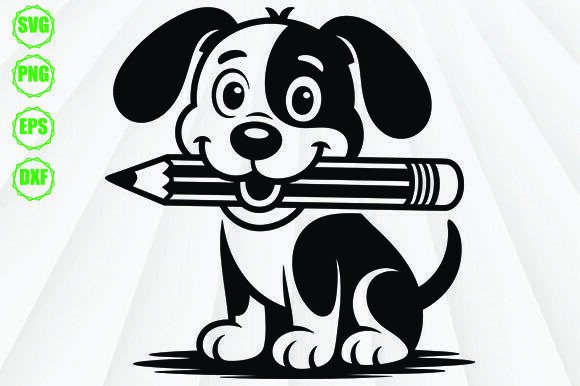 Dog with Pencil Svg Review for Embroidery Projects
