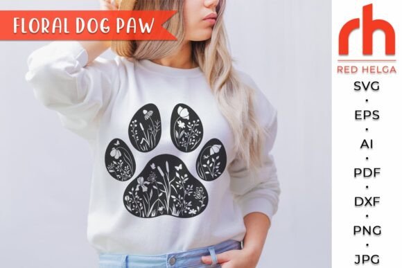Floral Dog Paw SVG