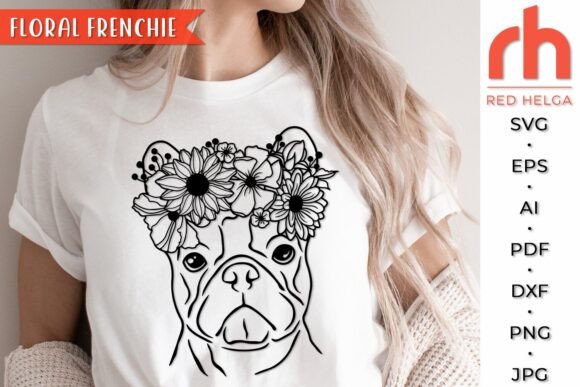 Floral Frenchie SVG for Embroidery Projects