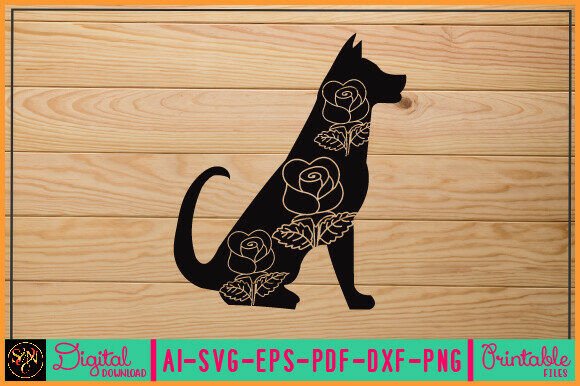 Flower Dog Animal SVG Vector 11