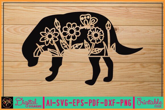 Flower Dog Animal SVG Vector 3