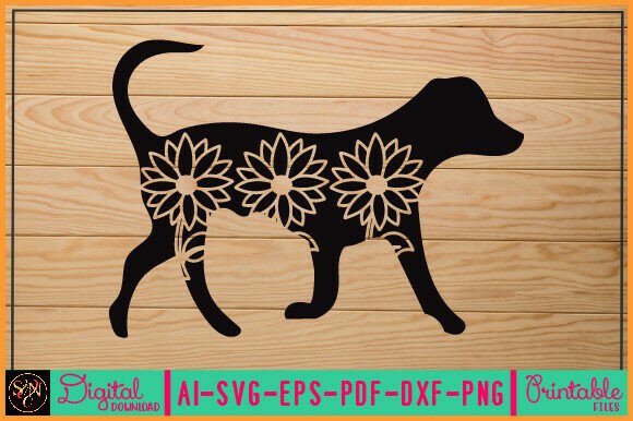 Flower Dog Animal SVG Vector