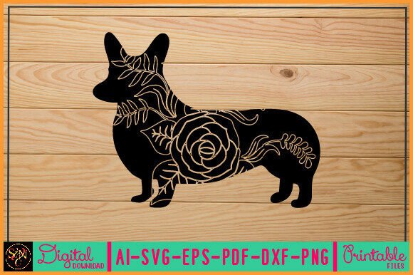 Flower Dog Animal SVG Vector 35
