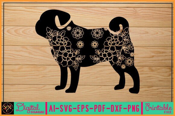 Flower Dog Animal SVG Vector 47