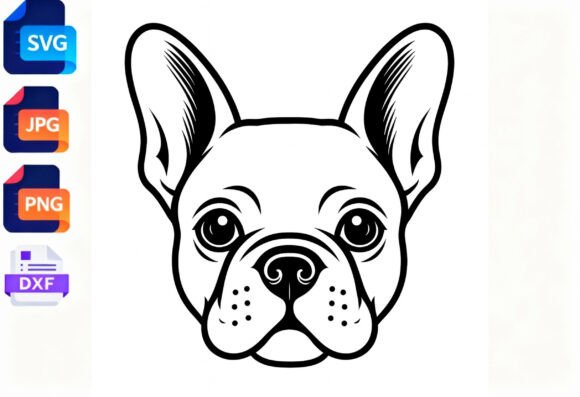 French Bulldog Face SVG Clipart for Embroidery