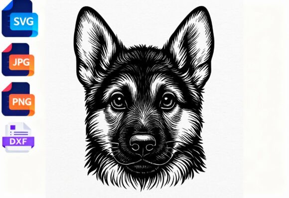 German Shepherd Dog Head Sketch SVG DXF Review