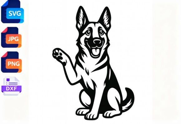 German Shepherd Dog Waving Paw SVG Review