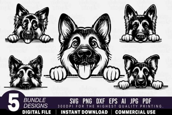 German Shepherd SVG Peeking Dog Face Review