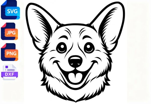 Happy Corgi Face SVG Clipart Dog Breed