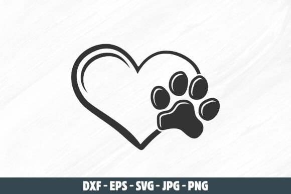 Heart with Paw Print SVG for Embroidery Projects