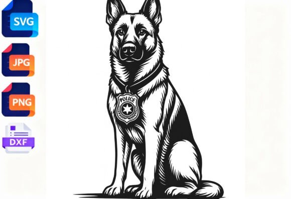 Police Dog German Shepherd SVG DXF PNG Review
