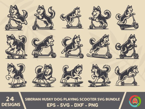 Siberian Husky Dog Playing Scooter Svg Review