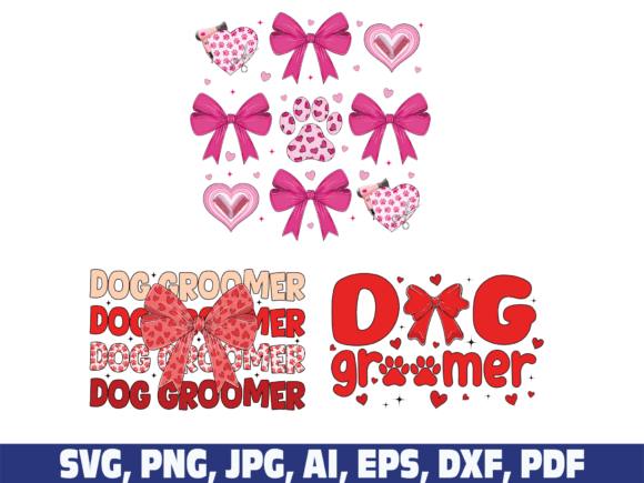 Valentine Coquette Bow Dog Groomer Svg