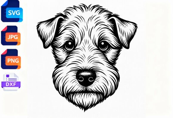 Wire Fox Terrier Dog Face SVG Clipart