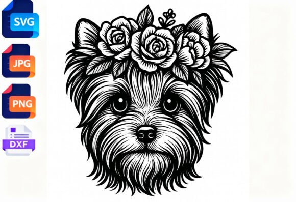 Yorkie Dog Floral Crown Embroidery Design Review