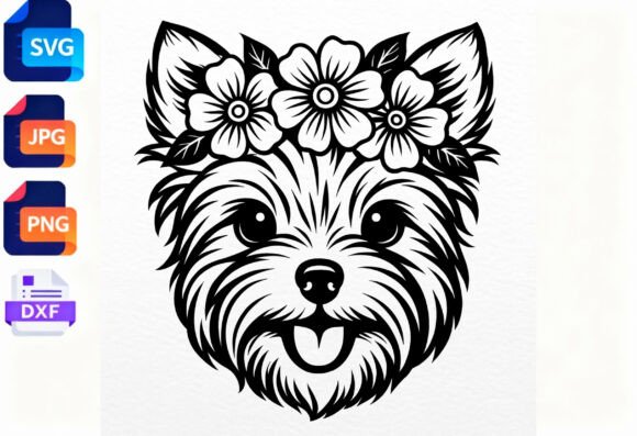 Yorkie Dog Floral Crown SVG Cut File Review